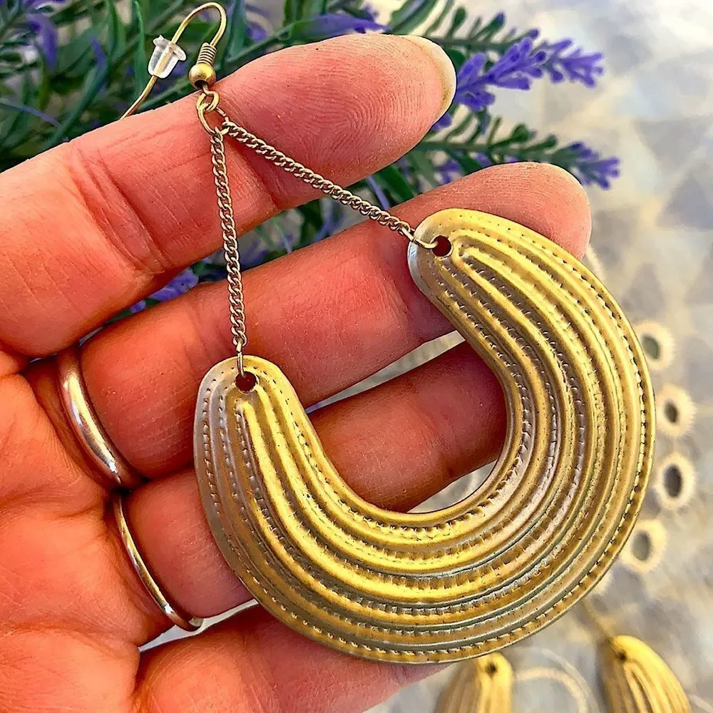 Fabulous Matte Gold Dangling Hoop Earrings